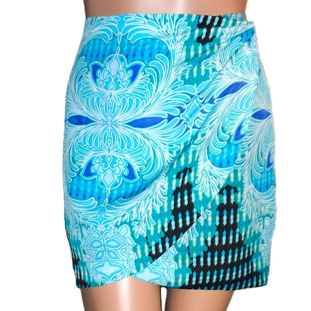 Bebe Blue Wrap Skirt 6